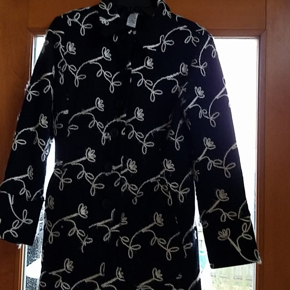 Black embroidered peacoat